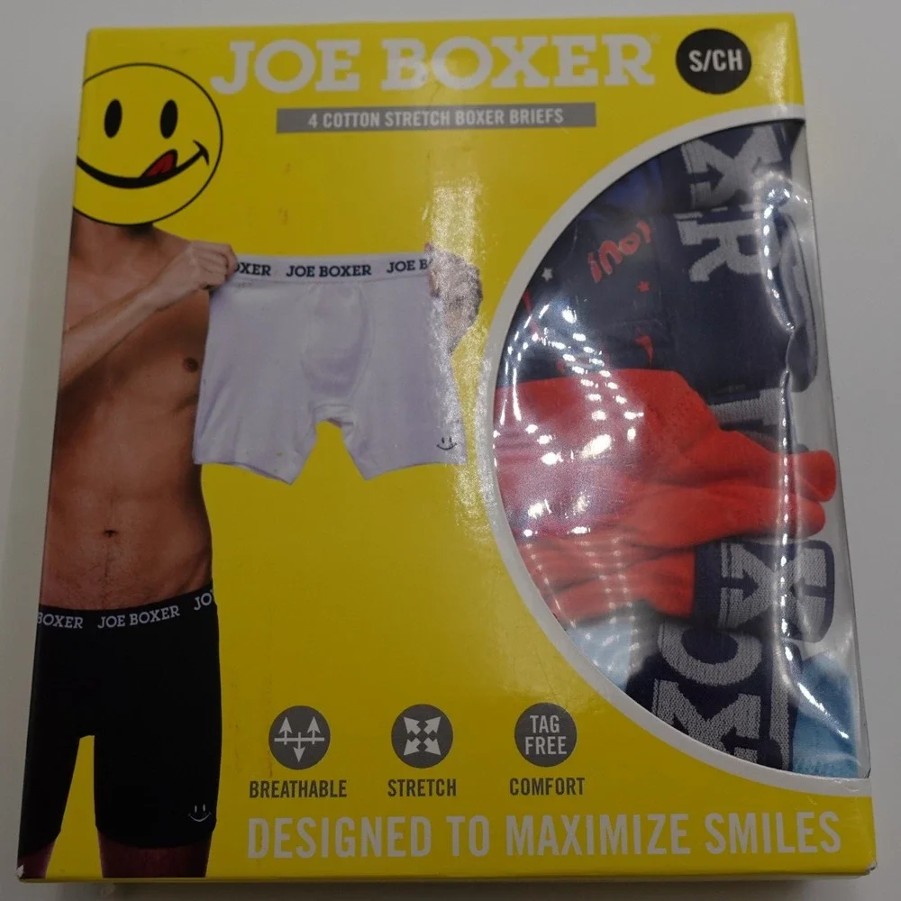 Joe Boxer Boxer Briefs Mens Small Blue Red 4-Pack Cotton Stretch Uncle Sam 28-30